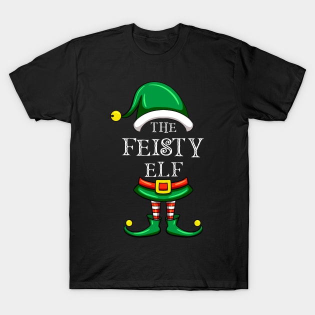 The Feisty Elf Matching Family Christmas Pajama T-Shirt by Maica